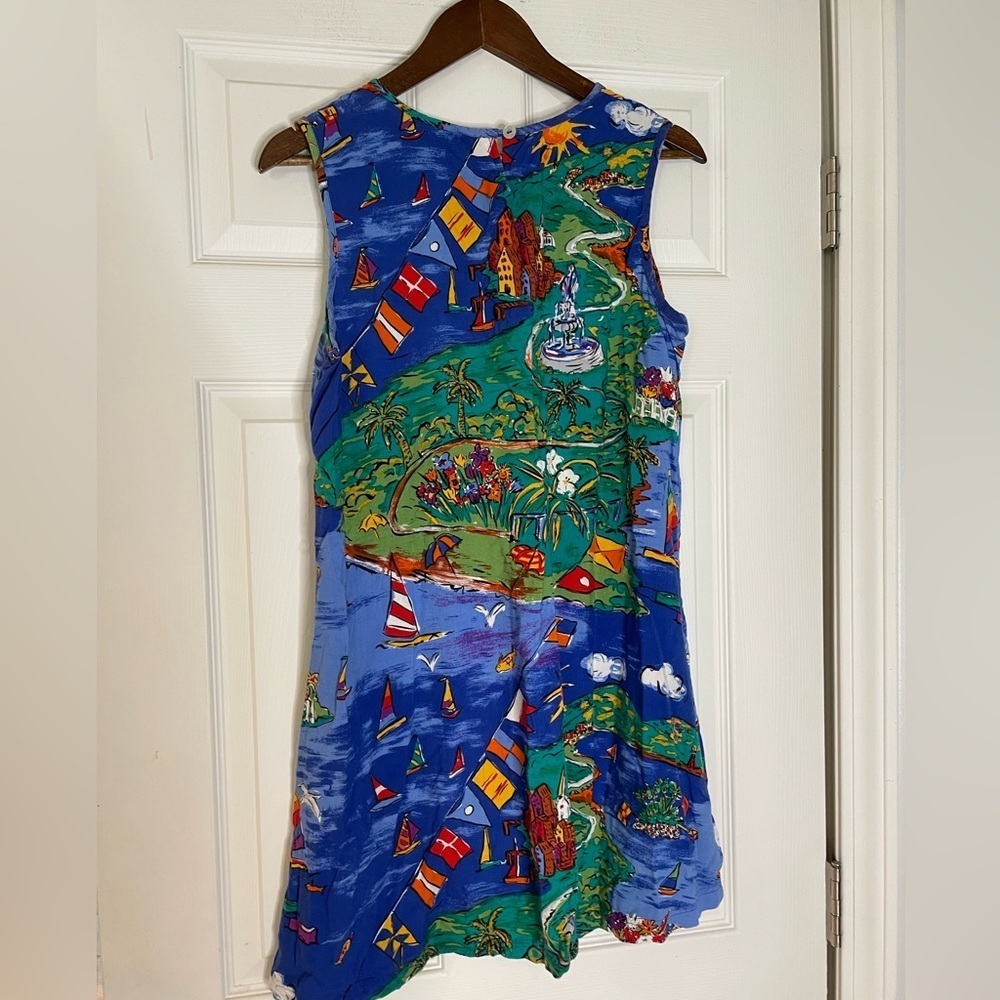 CAROLE LITTLE VINTAGE RAYON TANK DRESS IN BRIGHT TROPICAL  PRINT - Picture 2 of 5